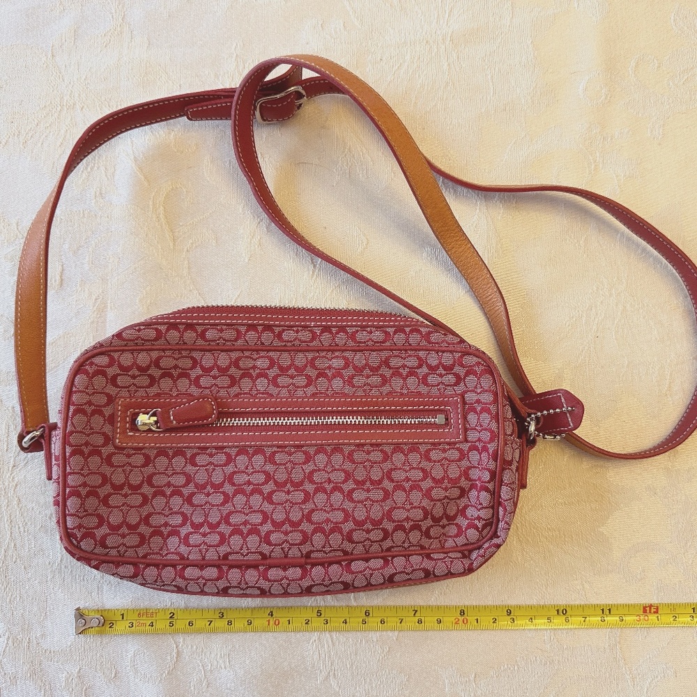 Coach red canvas mini shoulder purse